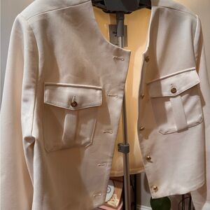 Abercrombie & Fitch Cream Button-Front Boxy Jacket